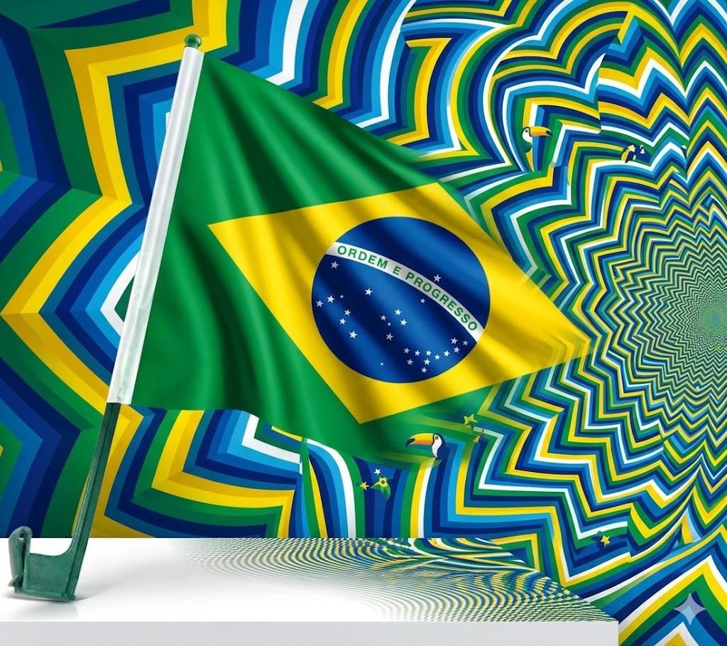 Bandeira do Brasil com Haste Pequena