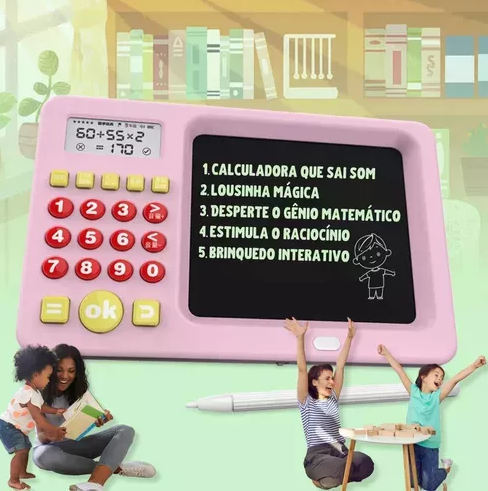 Lousa Mágica Com Calculadora Para Crianças 2 Em 1 Colorido