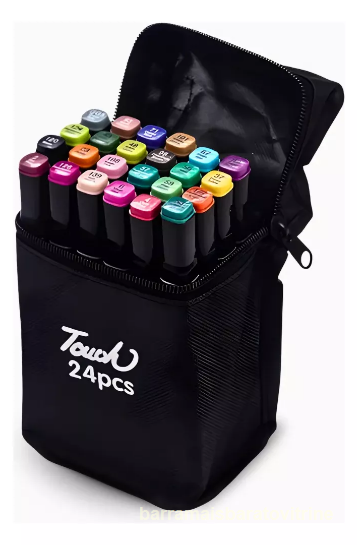 Kit Canetas 24 Cores Ponta Dupla Com Estojo Profissional Canetinhas