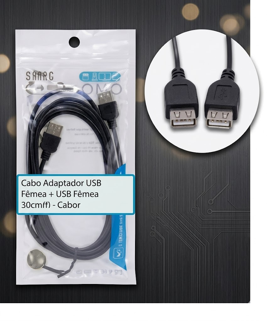 Cabo Usb Macho X Macho Ou Usb Fêmea + Usb Fêmea