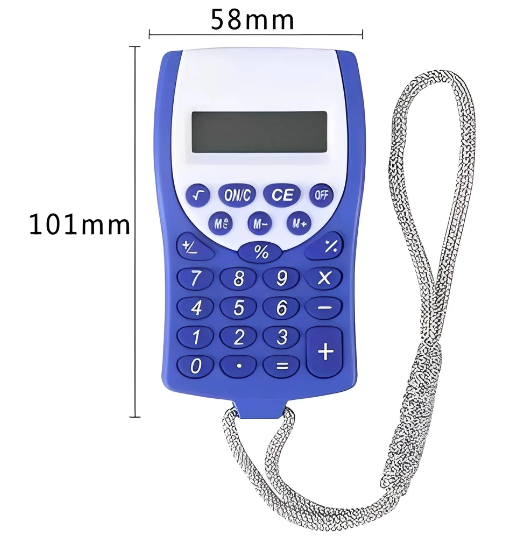 Calculadora pequena com alça para pendurar, 1-4 dígitos, colorida (crianças, estudantes)