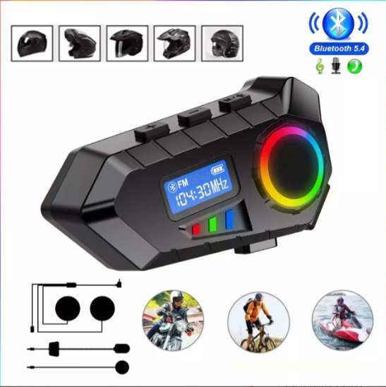 Fone de Ouvido para Capacete de Motocicleta X3 com Rádio FM, MP3 Player Sem Fio, Luz RGB e Microfone Duro ou Macio