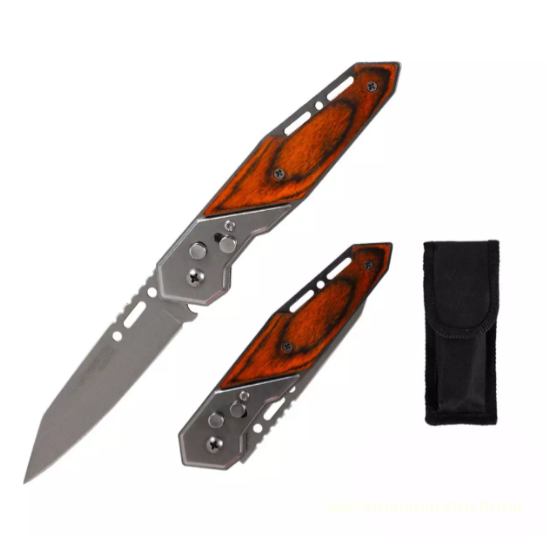 Faca Dobrável com Cabo de Madeira