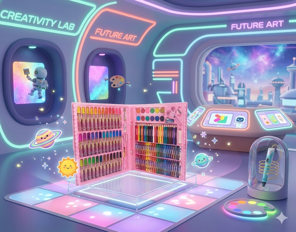 Maleta Estojo Grande Completo Pintura Desenhos Aquarela Infantil