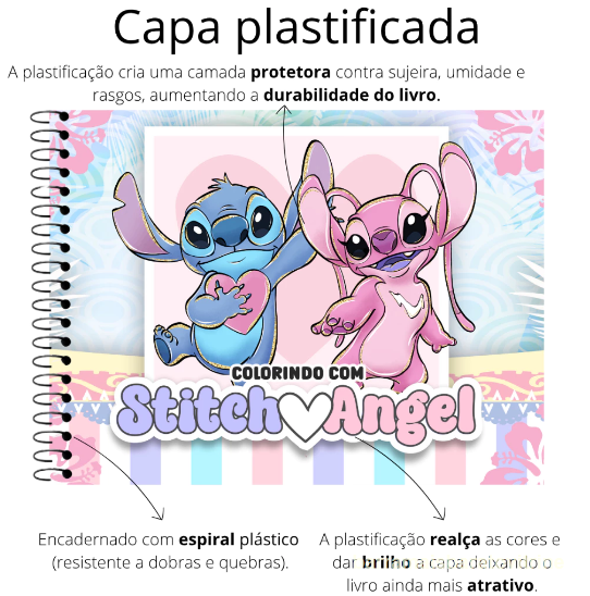 Livro Caderno p/ Colorir stichi Criança 50 Paginas Capa Dura